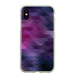 Чехол iPhone XS Max матовый Фиолетово-бордовый узор, цвет: 3D-салатовый