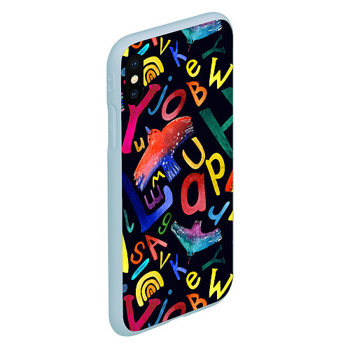 Чехол iPhone XS Max матовый Буквы английского алфавита / 3D-Голубой – фото 2