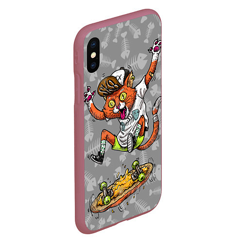 Чехол iPhone XS Max матовый SK8CAT / 3D-Малиновый – фото 2