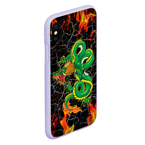 Чехол iPhone XS Max матовый Дракон Огонь Dragon Fire / 3D-Светло-сиреневый – фото 2