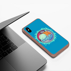 Чехол iPhone XS Max матовый Сквиртл спит, цвет: 3D-коричневый — фото 2