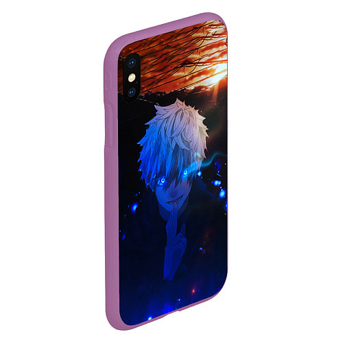 Чехол iPhone XS Max матовый Сатору гото голубые глаза / 3D-Фиолетовый – фото 2