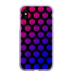 Чехол iPhone XS Max матовый ПСЖ Неон, цвет: 3D-сиреневый