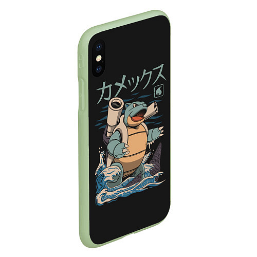 Чехол iPhone XS Max матовый Бластозавр / 3D-Салатовый – фото 2