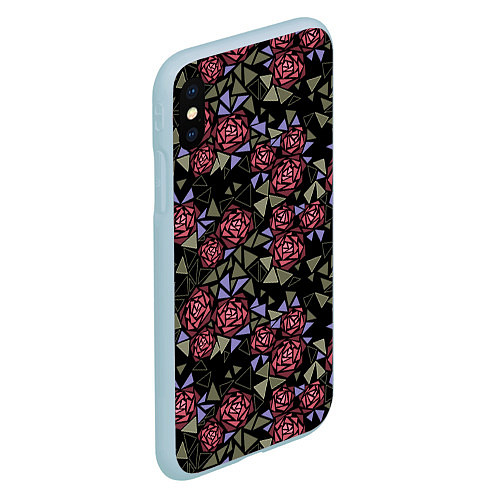 Чехол iPhone XS Max матовый Цветочная мозаика / 3D-Голубой – фото 2