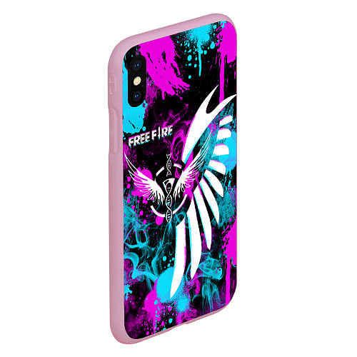 Чехол iPhone XS Max матовый FREE FIRE NEON / 3D-Розовый – фото 2