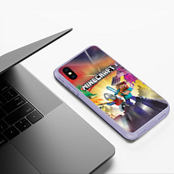 Чехол iPhone XS Max матовый MINECRAFT МАЙНКРАФТ Z, цвет: 3D-светло-сиреневый — фото 2