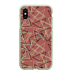 Чехол iPhone XS Max матовый Террактовый геометрический, цвет: 3D-салатовый
