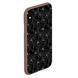 Чехол iPhone XS Max матовый Цветы орхидеи на черном, цвет: 3D-коричневый — фото 2