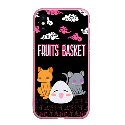 Чехол iPhone XS Max матовый FRUITS BASKET ГЛАВНЫЕ ГЕРОИ, цвет: 3D-розовый