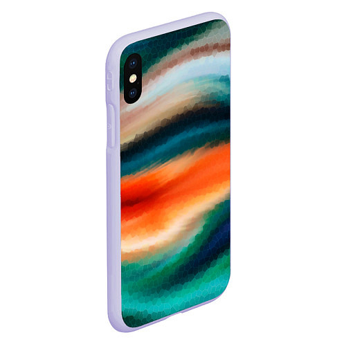 Чехол iPhone XS Max матовый Мозаичный абстрактный узор / 3D-Светло-сиреневый – фото 2