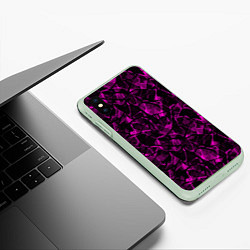 Чехол iPhone XS Max матовый Абстрактный узор цвета фуксия, цвет: 3D-салатовый — фото 2