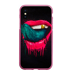 Чехол iPhone XS Max матовый Ядовитый поцелуй, цвет: 3D-малиновый