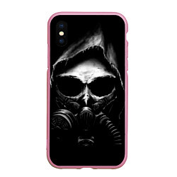 Чехол iPhone XS Max матовый СТАЛКЕР 2 ЧЕРЕП В ПРОТИВОГАЗЕ, цвет: 3D-розовый