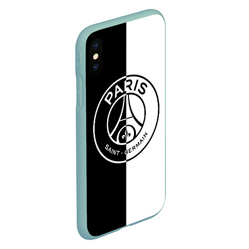 Чехол iPhone XS Max матовый ФК ПСЖ PSG BLACK & WHITE / 3D-Мятный – фото 2