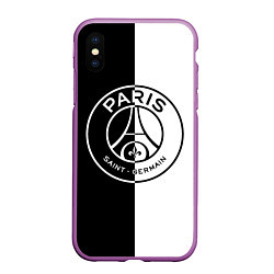 Чехол iPhone XS Max матовый ФК ПСЖ PSG BLACK & WHITE, цвет: 3D-фиолетовый