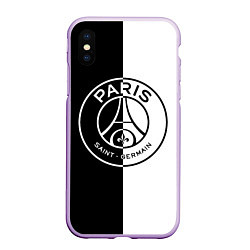 Чехол iPhone XS Max матовый ФК ПСЖ PSG BLACK & WHITE, цвет: 3D-сиреневый