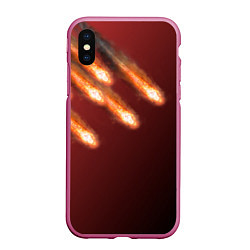 Чехол iPhone XS Max матовый Падение комет, цвет: 3D-малиновый