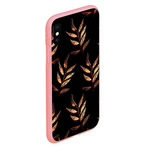 Чехол iPhone XS Max матовый Золотисто-красные листья / 3D-Баблгам – фото 2