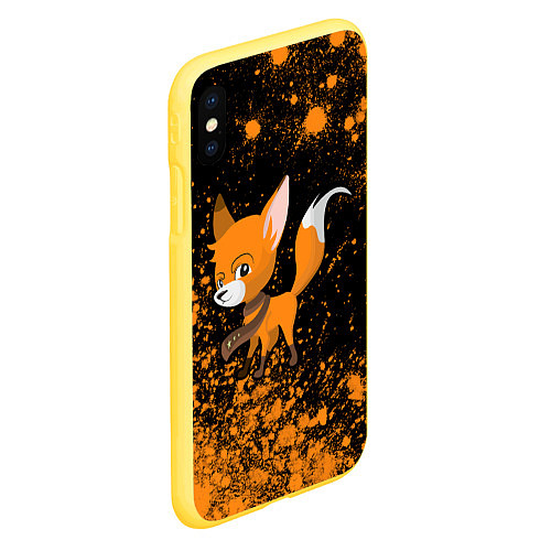 Чехол iPhone XS Max матовый Лиса - В Шарфике - Взрыв / 3D-Желтый – фото 2