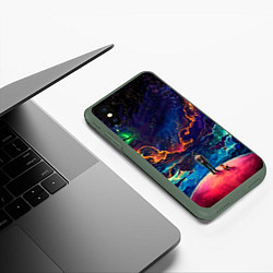 Чехол iPhone XS Max матовый Глубокий космос, цвет: 3D-темно-зеленый — фото 2