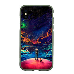 Чехол iPhone XS Max матовый Глубокий космос, цвет: 3D-темно-зеленый