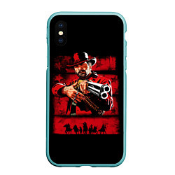 Чехол iPhone XS Max матовый Red Dead Redemption 2, цвет: 3D-мятный