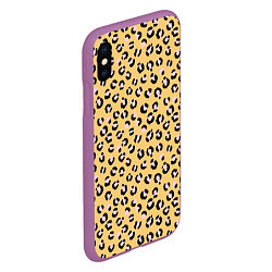 Чехол iPhone XS Max матовый Желтый леопардовый принт, цвет: 3D-фиолетовый — фото 2