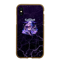 Чехол iPhone XS Max матовый Genshin Impact - Raiden Shogun, цвет: 3D-коричневый