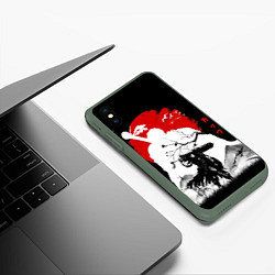 Чехол iPhone XS Max матовый Берсерк силуэт Гатса, цвет: 3D-темно-зеленый — фото 2