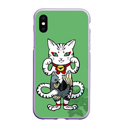 Чехол iPhone XS Max матовый ЯПОНСКИЙ КОТ JAPANESE CAT Z, цвет: 3D-светло-сиреневый