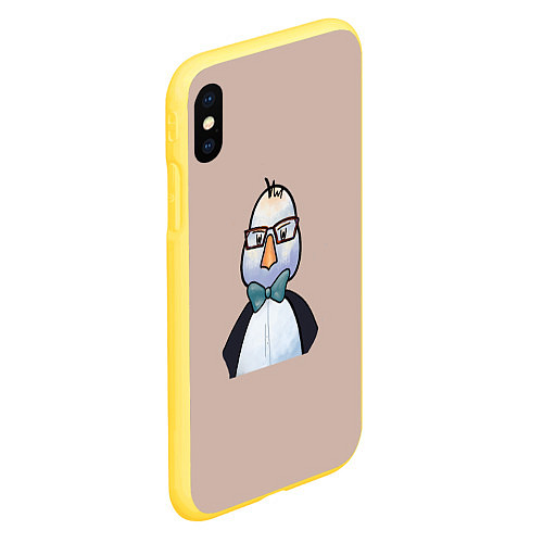 Чехол iPhone XS Max матовый Умная птица / 3D-Желтый – фото 2