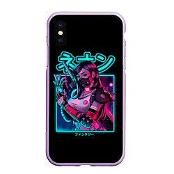 Чехол iPhone XS Max матовый Neon girl, цвет: 3D-сиреневый