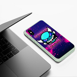 Чехол iPhone XS Max матовый Geometry Dash 80s, цвет: 3D-салатовый — фото 2