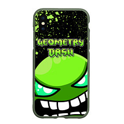 Чехол iPhone XS Max матовый Geometry Dash Green, цвет: 3D-темно-зеленый