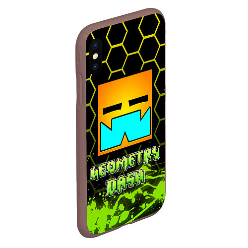 Чехол iPhone XS Max матовый Geometry Dash / 3D-Коричневый – фото 2