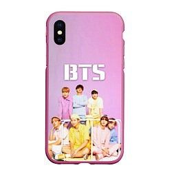 Чехол iPhone XS Max матовый BTS, цвет: 3D-малиновый