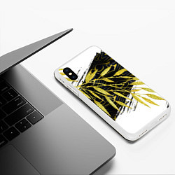 Чехол iPhone XS Max матовый Абстракция с золотыми листьями, цвет: 3D-белый — фото 2