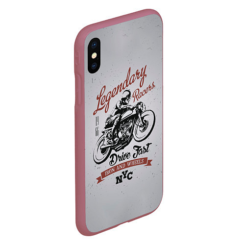 Чехол iPhone XS Max матовый Легендарный гонщик / 3D-Малиновый – фото 2