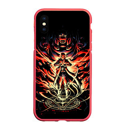 Чехол iPhone XS Max матовый Стальной алхимик, цвет: 3D-красный