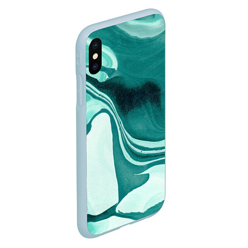 Чехол iPhone XS Max матовый Красочный развод / 3D-Голубой – фото 2