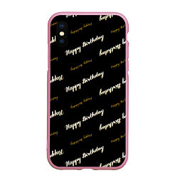 Чехол iPhone XS Max матовый Happy Birthday, цвет: 3D-розовый