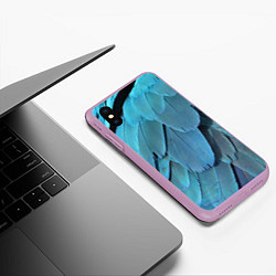 Чехол iPhone XS Max матовый Перья попугая, цвет: 3D-сиреневый — фото 2