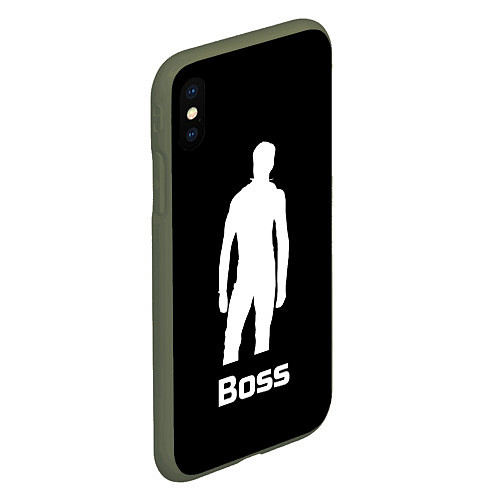 Чехол iPhone XS Max матовый Boss of the gym on black / 3D-Темно-зеленый – фото 2