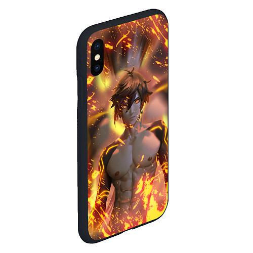 Чехол iPhone XS Max матовый Чжун Ли Jun Lee Genshin Impact / 3D-Черный – фото 2