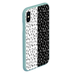 Чехол iPhone XS Max матовый Руны чёрно-белое, цвет: 3D-мятный — фото 2