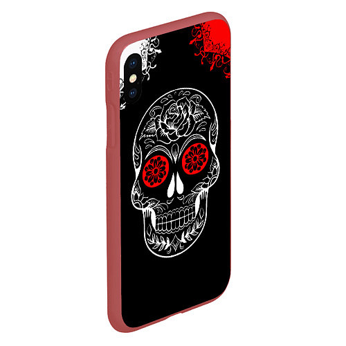 Чехол iPhone XS Max матовый Red White Skull - Череп / 3D-Красный – фото 2