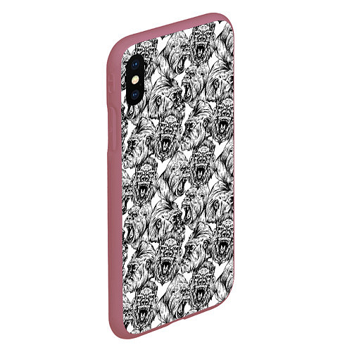 Чехол iPhone XS Max матовый Злые Гориллы - Паттерн / 3D-Малиновый – фото 2