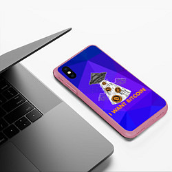 Чехол iPhone XS Max матовый Я хочу биткоин!!!, цвет: 3D-малиновый — фото 2