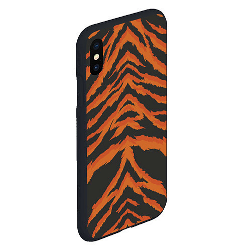 Чехол iPhone XS Max матовый Шкура тигра оранжевая / 3D-Черный – фото 2